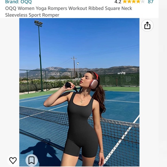 OQQ Yoga Romper with square neck ribbed size L black never worn - Picture 2 of 8